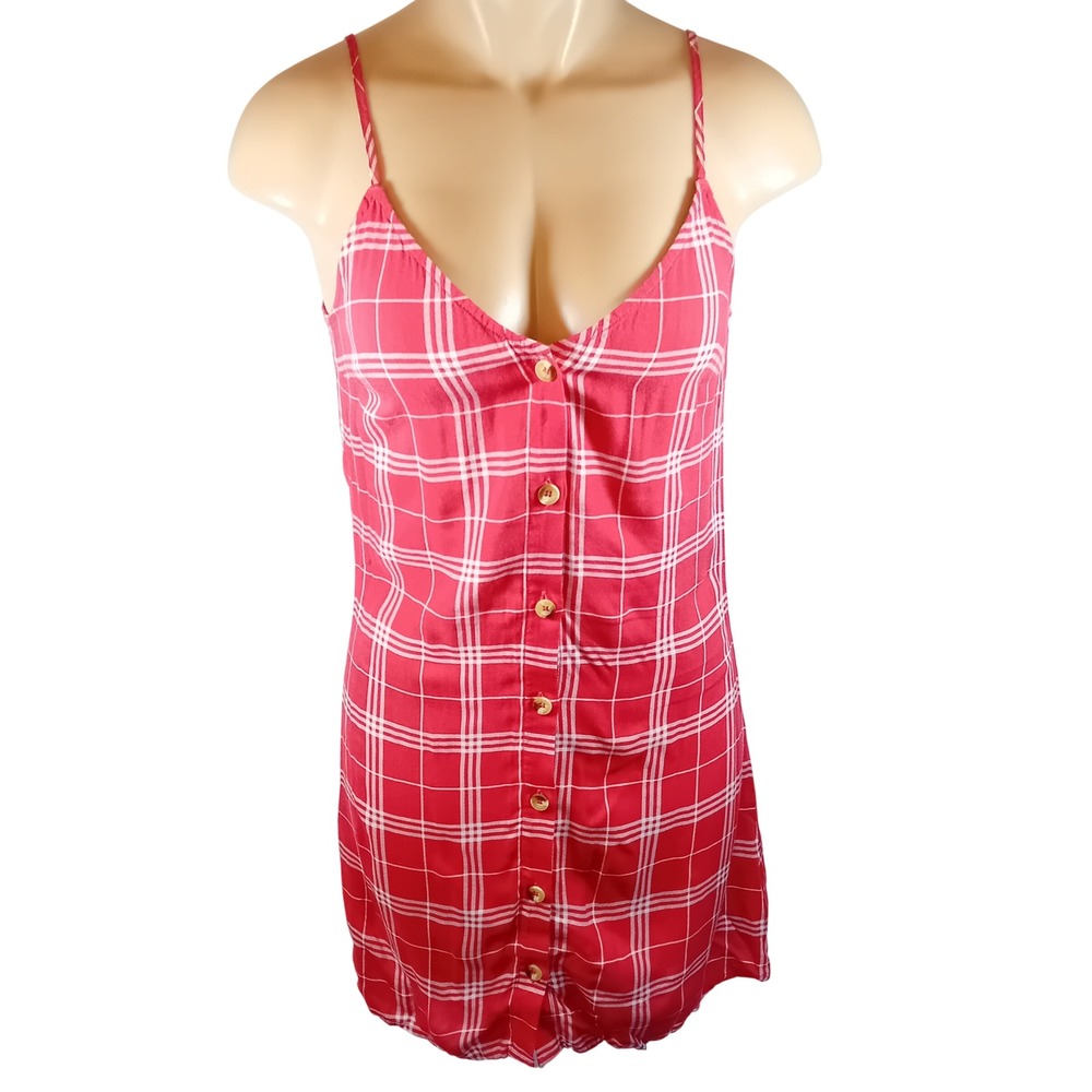 H&M Divided Mini Dress Plaid‎ Button Front Strappy Preppy Summer Lightweight 4